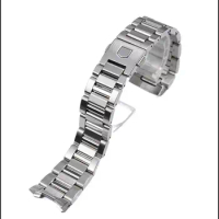PCAVO 22mm 24mm Solid Stainless Steel Strap Bracelet Watch Strap For Heuer Calera Series Watch Accessories Band Steel Silver