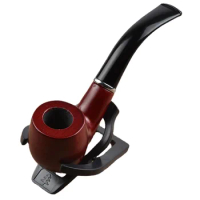 Wood Pipe Exquisite Workmanship with Filter Element Wooden Tobacco Pipe Wooden Pipe with Leather Cover and Pipe Rack 82G