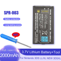 3.7V 2000mAh Rechargeable Lithium Battery For Nintendo 3DS LL/XL 3DSLL 3DSXL NEW 3DSLL NEW 3DSXL Replacement Cells With Tool