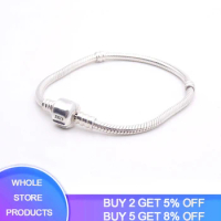 Original Fine Jewelry 925 Solid Silver Charm Bracelet &amp; Bangle Soft/Smooth Snake Bone Bracelet for Women Girl Gift
