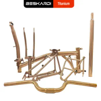 Titanium Main Frame Rose Gold Color Fork Triangle Stem Superlight Bicycle Accessories GR9 TI3AL2.5V for Brompton Folding Bike