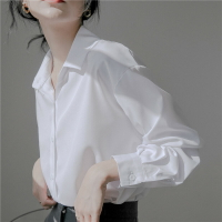 白襯衫女秋裝新款設計感小眾絲綢緞面襯衣韓版高級感職業雪紡上衣