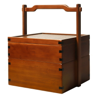異興竹制提箱竹編茶箱竹提籃茶具收納雙層戶外茶具茶點食盒收納箱