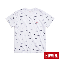 EDWIN Y2K 滿版印花布短袖T恤-男-白色