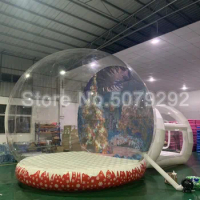 New Design Inflatable Snow Globe With Tunnel Customized Clear Snow Globe For Christmas Decoration Outdoor Snow Globe Photo Booth