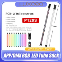 LUXCEO P120S LED RGB Video Light Tube Stick 120cm 2000~10000K 3000LM Max 30W APP/DMX Control for Studio Lightpainting TIKTOK
