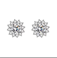 OTHER - 極大氣共2卡花樣莫桑鑽耳環  1 pair