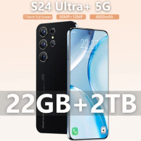 S24 Ultra+ Smart Phone Original 7.3 inch 22G+2T 50MP+108MP Android Mobile Phones Unlocked Celular 6800mAh 5G Network S26 Ultra