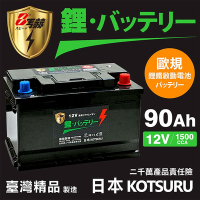 【KOTSURU】60038(H8)-100 8馬赫 【歐規】汽車電瓶 鋰鐵啟動電池 12V 90AH 1500CCA (電極左負右正)