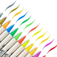 Mixed Color Acrylic Paint Markers Brush Tip And Fine Tip (Dual Tip) Paint Markers, Paint Pen For Rock Painting, Ceramic