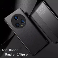 Window View Luxury Leather Case for Huawei Honor Magic 5/5pro Carcasa Phone Funda for Honor Magic4/4pro Coque Capa magic5 Cases