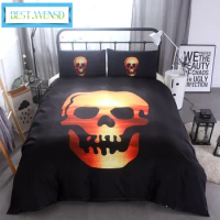 Halloween Death Skull King Size Bedding Set Black Double Duvet Sets Queen Size Microfiber Comforter Set Cover with Pillow Shams