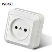 WESA White Wall Mount EU Switch Classic Flame Retardant Plastic Panel 2 Gang 1 Way Wall Switch 16A AC Electric Home Accessories