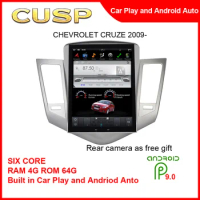 For CHEVROLET CRUZE 2009- 4G+64G Android 9 Car Stereo 10.4'' Vertical Screen Car Radio GPS WiFi BT FM RDS SWC Support DVR