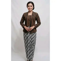 Setelan Kebaya Lurik Dewasa Wanita dan Rok Wiru Batik Putih Setelan Kebaya + rok XXL
