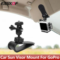 Car Sun Visor Mount Holder For GoPro Hero 12 11 10 9 8 7 6 5 4 SJCAM AKASO Insta360 X3 ONE X2 DJI Osmo Action Camera Accessories