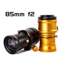 Roadfisher Fixed Focus Free Metal 85mm F2 Prime Petzval Lens with Cover Cap Hood For Sony E Fuji XF Canon EF EFM M43 Mount