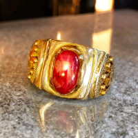 Cincin Ruby Belang Perak Kombinasi Swasa