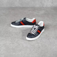 GUCCI Sepatu GUCCI ACE GG MONOGRAM BLACK SNEAKER 100% ORIGINAL