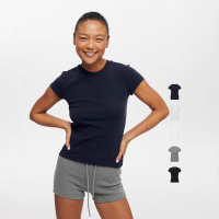 American-Style Straight Shoulder Athletic T-Shirt Summer Alternative: Oneup Stretch Slim-Fit 100% Co