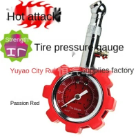 High Precision Tire Pressure Gauge 160G Shock Protection Ring of Automobile Tire Pressure Gauge Manufacturer Black and Red