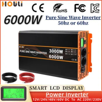 Car Inverter 6000W 5000W Pure Sine Wave Car Inverter DC 12V/24V/48V to AC 220V 50HZ/60HZ Car Power Inverter