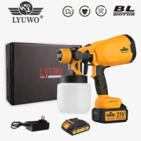 LYUWO 210W Electric Spray Gun Cordless Paint Sprayer Brushless Auto Furniture Steel Coating Airbrush For Makita Battery