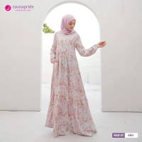 Gamis Dewasa Rauna 47 - Abu - Cotton Rayon Premium Ready Size Jumbo Terbaru
