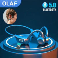 OLAF Not In-Ear Headset Bone Conduction Earphone Wireless Headphones Blutooth Handfree Earbuds Mic Power Display Support TF Card