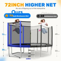 15ft Trampoline for Kids and Adults Outdoor Trampolines with Safety Enclosure Net Wind Stakes Non-Slip Ladder