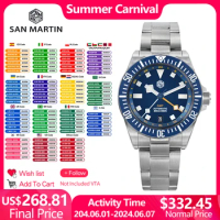 San Martin SN0121B 39mm Dive Watch Luxury GMT NH34 Automatic Movement Machinery Watches 316L Sapphire Glass Ceramic Bezel