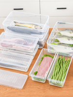 日本冰箱瀝水保鮮盒帶蓋蔬菜儲物收納盒食品級廚房長方形冷凍冷藏