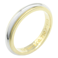 【二手名牌BRAND OFF】Tiffany＆Co 蒂芬妮【再降價】Pt950柏金 Two gathered milgrain 戒指
