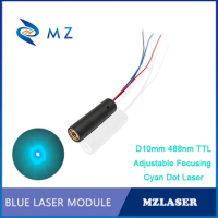 488nm Laser Diode Model Adjustable Focusing Compact Mini D10mm 488nm 10mW 20mw 50mw TTL Industrial Grade Machine Cyan Dot Laser