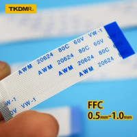 TKDRM Flat flexible cable FFC FPC LCD cable AWM 20624 80C 60V VW-1 FFC-0.5MM 1MM 4pin Connector blue 50-300MM wire connector