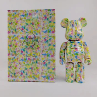 Bearbrick 400% 28cm floral pattern wide color box BE@RBRICK 400% classic floral anime trend toy doll plastic teddy bear