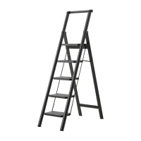 【肯泰梯】扶手五步梯加厚碳鋼折疊梯 人字梯 家用梯 鋁梯 A字梯 工作梯 爬梯 升降梯(黑色)