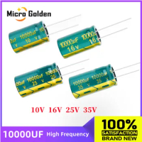 (2pcs) 10000UF High Frequency Low ESR Impedance 10V 16V 25V 35V Aluminum Electrolytic Capacitor Green 25v10000uf 35v 10000uf