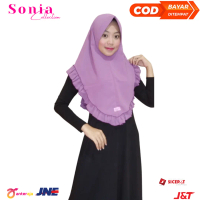 Khimar 2 layer ceruti rumbai bawah | jilbab instant premium kualitas butik Ori by Sonia Collection