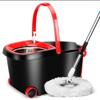 Household Rotary Mop Thickened Bucket Body Stainless Steel Basket With Roller Can Be Gragged