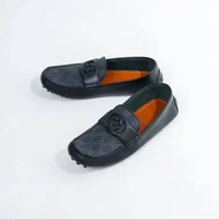 Sepatu GUCCI GG INTERLOCKING MONOGRAM GREY BLACK LOAFER 100% ORIGINAL 44.5