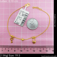Emas 916,Rantai Tangan Siam L1.2 Gt Key Loc K Itmn 0.1cm Design:1250<M0PLQ>T916F(M9)-Size: 19.5cm