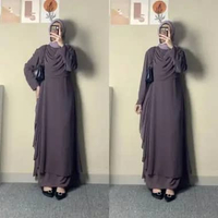 Shanum Dress Ceruty Simple Ootd Bridesmaid Wudhu Friendly DRESS + HIJAB MAUVE