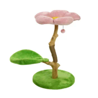 Pink and Green Wood Climbing Scratch Scratcher Wood Condo Furniture Tower Cat Tree