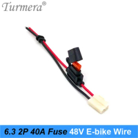 Turmera 6.3-2P Plug Wire with 30A 40A Fuse 200mm Length for 48V 15Ah 20Ah Electric Bike Battery and 12V 24V 36V 60V 72V Car Use