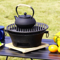 Portable cast iron charcoal barbecue grill table BBQ Iron baking net home outdoor barbecue stove heating brazier Oil burner 037-