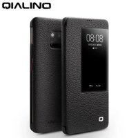 QIALINO Ultra-thin Genuine Leather Flip Case for Huawei Mate 20 Pro Luxury Phone Cover with Smart View for Huawei Mate 20 X