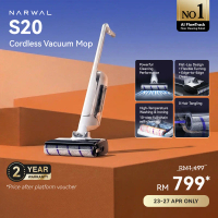 Narwal S20 Wet Dry Vacuum | 18,000Pa | 180° Lie-Flat + 63° Side Reach | Tangle-Free | 63°C Hot Air D