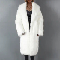Rex Rabbit Fur Coat Midi Length Thickened Warm Mink Fur Coat Eco Fur Coat For Women Long Faux Fur Jacket Fluffy Overcoat Female