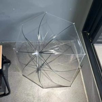 內地直送 - 16骨超高顏值拍照神器純透明雨傘自動長柄透明傘白色透明雨傘